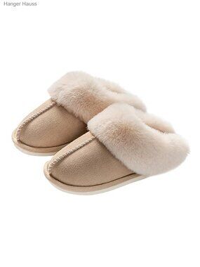 Fluffy Fur Lined Memory Foam House Slippers Women Slip On Non-Slip
